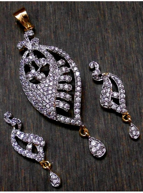 CZ Pendant With Earrings